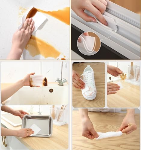 Magic Sponge Eraser Sheets, 96Pcs All-Purpose White Melamine Sponge Cleaner Convex Point Sheet, Thin Disposable Magic Cleaning Pads Wipes for Furniture Kitchenware, Hard-to-Reach Places, Shoe - Image 6