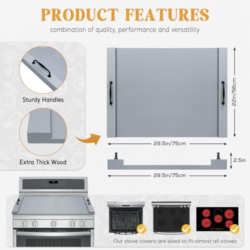 GASHELL Noodle Board Stove Cover with Handles for Electric, Gas Stove Top - Image 4
