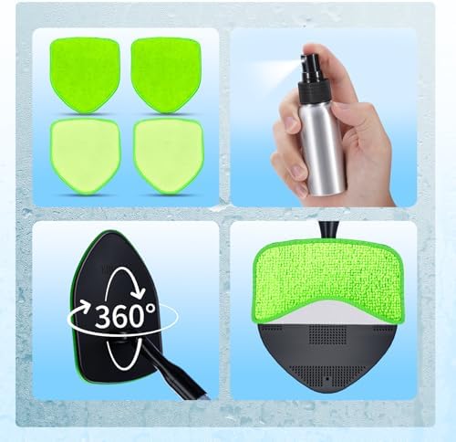 XINDELL Interior Windshield Cleaner Tool, Car Window Cleaning Kit with 4 Reusable Microfiber Pads, Extendable Handle & 360° Rotating Head, Safety Hammer, Streak-Free Auto Glass Wiper for Truck SUV RV - Image 6