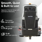 Battery Powered Ride-On Commercial Floor Scrubber Machine, 30" Brush, 39" Squeegee Width, 24 gal Solution Tank, 25 gal Recovery Tank, 5 hr Use 8 hr Charge, 180 RPM, 52,000 Sqft/H, Batteries Included - Image 2