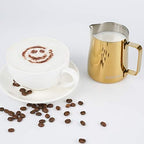 Milk Frothing Pitcher, 350ml (12oz) Steaming Pitchers Stainless Steel Milk Coffee Cappuccino Latte Art Barista Steam Pitchers Milk Jug Cup with Decorating Art Pen, Gold - Image 4