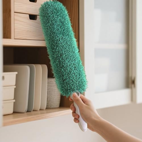 Microfiber Duster with Handle and Washable Duster Head, Dusters for Cleaning,Green, Reusable Cleaning Tool,2PCS - Image 3