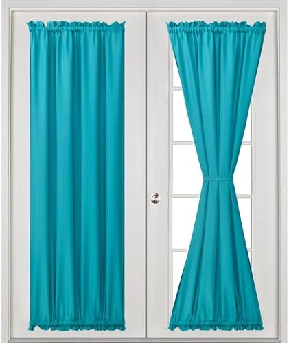 Hiasan French Door Curtains Privacy, Turquoise, 24W x 72L, 1 Panel - Image 2