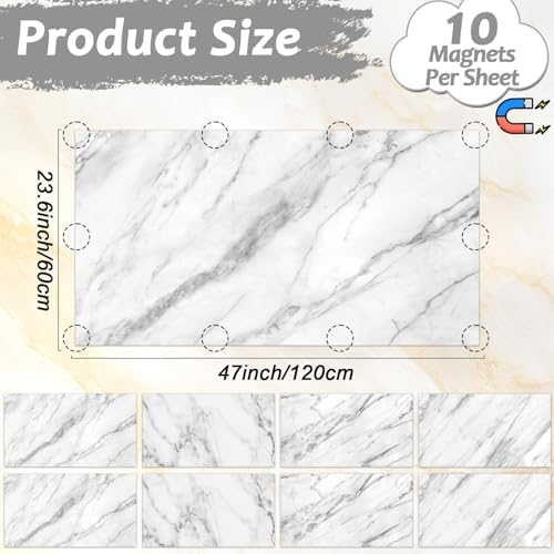 8 Pcs Fluorescent Light Covers with 80 Magnets Decorative for Classroom Ceiling Lights 4 x 2 Feet Magnetic Light Cover Filter Easy Install for Office Hospitals Drop Home Ceiling Supplies (Marble) - Image 2