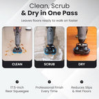 Battery Powered Portable Hand Held Walk Behind Floor Scrubber Machine 17" Cleaning Path, 17.5" Squeegee, 1.2 Gal Tank Up to 13,000 Sq. Ft./Hr. - Image 5