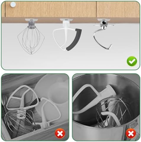 Sliding Mat for Kitchen aid 5-8 Qt Stand Mixer with 1Pc Cord Organizer and 3Pcs Attachment Holder for Kitchen Appliance Slider Counter, Moving Tray (5-8 Qt Bamboo and Attachment, Brown) - Image 7