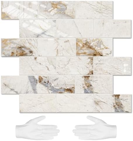 STICKGOO 10-Sheets Peel and Stick Backsplash, Glossy Pandora by STICKGOO