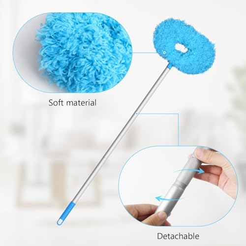Eunice 2PCS Ceiling Fan Cleaner Duster with Extension Pole, Blue 4.2FT - Image 2