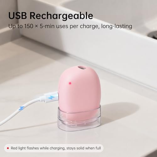 UV Toothbrush Sanitizer Holder, USB Rechargeable Travel Cleaner Cover for Manual & Electric Toothbrushes, Portable Storage Container for Home or Trip, Pink - Image 4