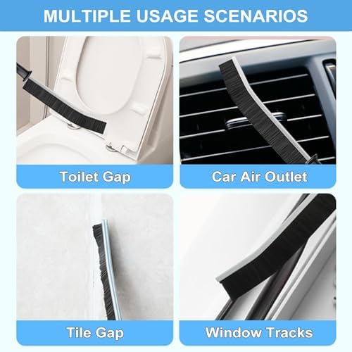 12Pcs Crevice Cleaning Brush Set, Hard Bristle Multi-Purpose Household Cleaning Tools for Kitchen Bathroom Tile Grout Window Track, Bamboo Pot Brush + Copper Wire Brush + Scraper - Image 2