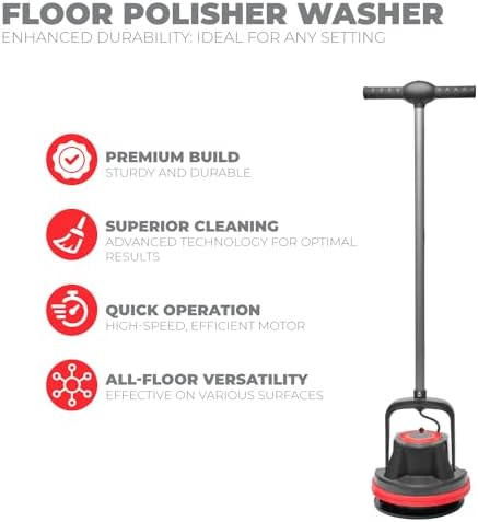 XtremepowerUS 10" Heavy Duty Commercial Pad Polisher Orbiter Hard Floor Buff Cleaner Machine, Wide Cleaning Path Floor Cleaning, 39ft Cord - Image 2