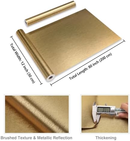 CRE8TIVE Brass Gold Stainless Steel Contact Paper for Appliances Brushed Metallic Gold Peel and Stick Wallpaper 12"x80" Waterproof Heat Resistant Vinyl Film for Kitchen Dishwasher Fridge Oven Covers - Image 2