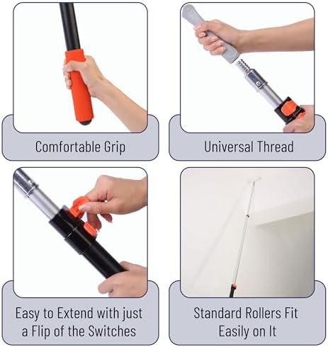 Bates- Telescopic Extension Pole, 12 Ft, Aluminum Alloy, Sturdy Multi-Purpose Extension Pole with Flip-Lock Design for Painting, Dusting and Cleaning - Image 3