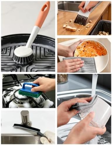Popcorn Machine Cleaning KitAccessories-16Pcs Multi-Functional Cleaner Set, with Long-Handled Brush,Crevice Brush & Oil-Absorbing Cloth for deep Cleaning Popcorn Machines, Range Hoods, ovens - Image 4