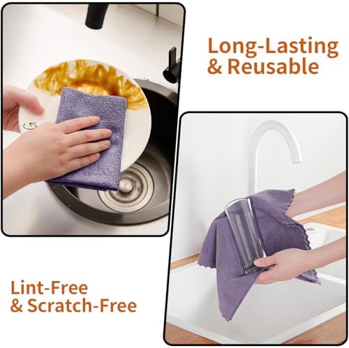 80 Pack Microfiber Cleaning Cloth Roll,Lint Free Rags & Tear Away Reusable Towels Washable Scratch,Ultra Absorbent Dish Rags(12" x 12") for Car Kitchen Home Garage-Dark Gray - Image 5