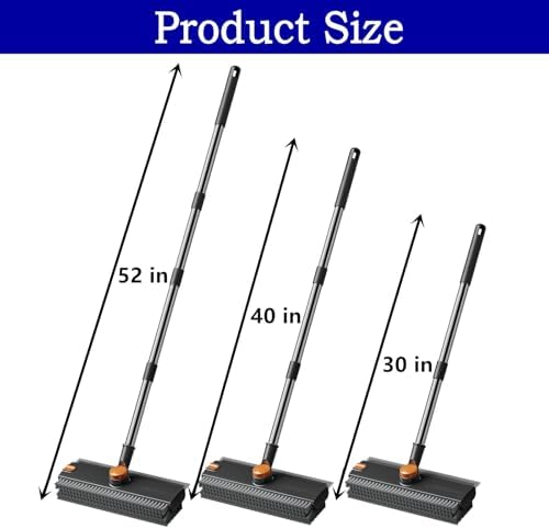 Floor Scrub Brush with Squeegee Long Handle 3 in 1 tub Brush 52'' 2026 Upgraded Multi-Functional Stiff Bristle Cleaning Scrub Brush Rotating Tile Brush for Cleaning Bathroom Patio, Pool, Garage - Image 6