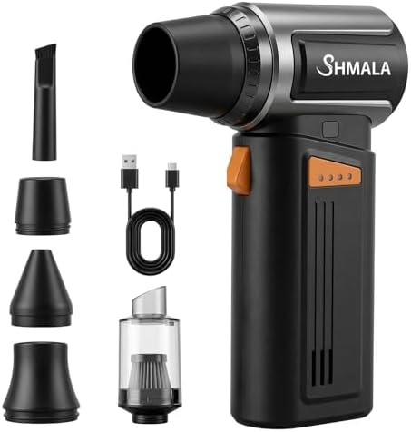 150000RPM 2 in 1 Air Duster & Vacuum, Cordless Electric Compressed Air Duster with 4 Speed & One-Click MAX, Rechargeable Air Blower for PC Car Keyboard Cleaning by SHMALA