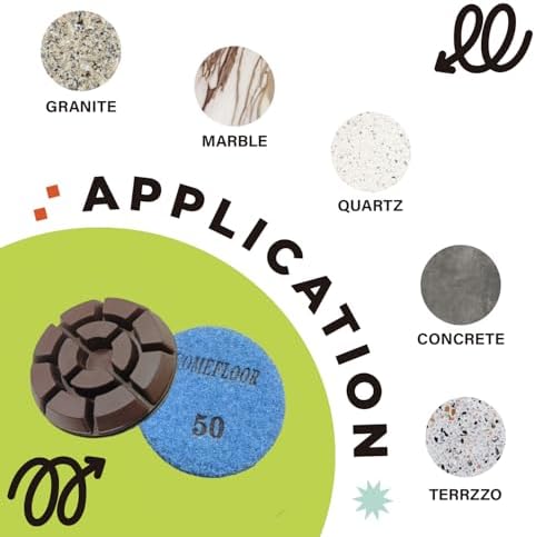 Diamond Floor Polishing Pads, 3 Inch Resin Bond Hook and Loop Polishing Pucks for Concrete, Terrazzo, Marble, Granite, Grit 50, 9PCS - Image 3