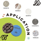 Diamond Floor Polishing Pads, 3 Inch Resin Bond Hook and Loop Polishing Pucks for Concrete, Terrazzo, Marble, Granite, Grit 50, 9PCS - Image 3