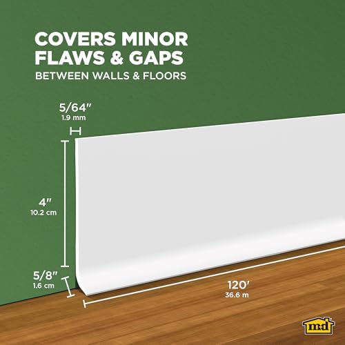 MD Building Vinyl Wall Base, Snow White, 4in x 120ft - Image 2