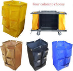 Large Capacity Waterproof Janitorial Cart Bag with 6 Brass Grommets, 25 Gallon, Brown with 5 Pockets - Image 3