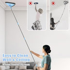 NEWE Wall Washer Mop with 80 Inch Long Handle, Wall and Ceiling Cleaner, 180° Folding Wall Scrubber with Long Handle, Triangle Baseboard Scrubber, 4 Chenille Duster & 2 Microfiber Pads - Image 2