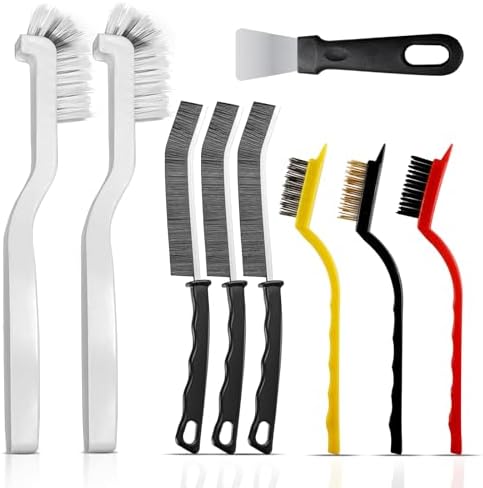 Crevice Cleaning Brush 9-Pack - Heavy Duty Hard Bristle Gap Brush for Deep Cleaning - Ultra-Thin Window Track Cleaning Tool for Shower Grout by MakeyourPlantingDreams