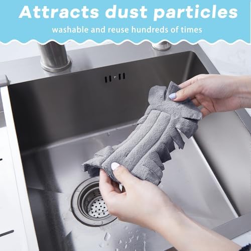 6 Pcs Reusable Duster Refills Washable Pads, Blue,Green,Grey - Image 5