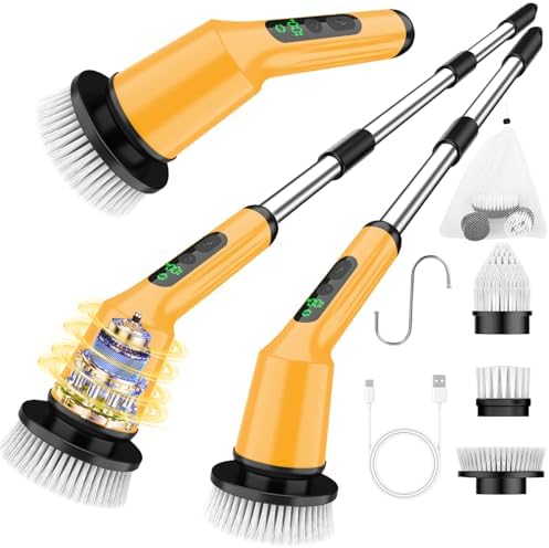 Electric Spin Scrubber for Bathroom, Shower Scrubber with Long Handle by CTMAST
