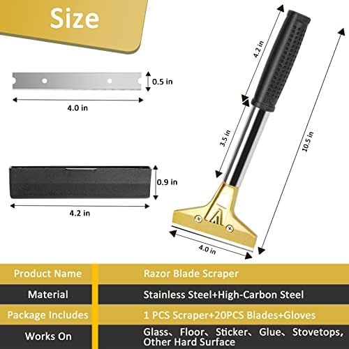 Razor Blade Scraper with 20 PCS Extra Blades and Gloves. - Image 3