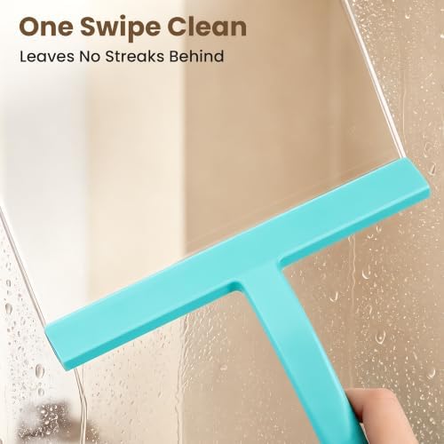 10 Inch Silicone Shower Squeegee for Glass Doors, Streak-Free, Mint Green - Image 3