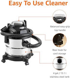 Amazon Basics Wet Dry Shop Vacuum Cleaner, 4 Gallon, 3 HP Stainless Steel, Grey/Black - Image 3