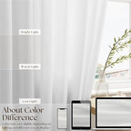 Off White Semi Sheer Linen Cafe Short Curtains 30 Inch Long 2 Panels - Image 5