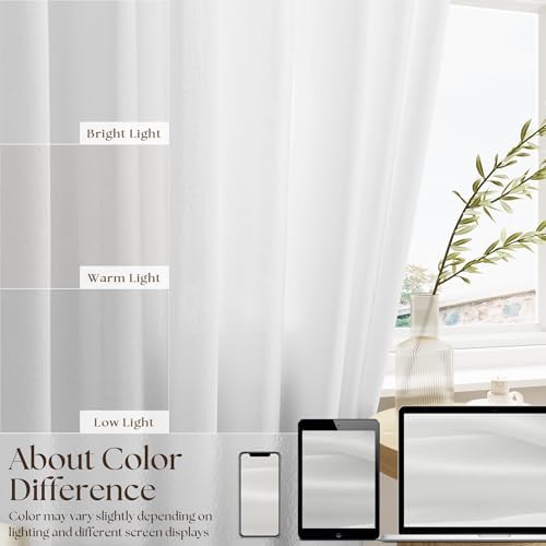 Off White Semi Sheer Linen Cafe Short Curtains 30 Inch Long 2 Panels - Image 5