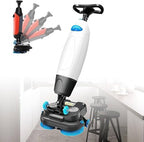 Portable Commercial Floor Scrubber, 360° Rotating Walk-Behind Mini Floor Cleaner, 16.9" Wide for Wood, Vinyl, Terrazzo, PVC, Marble - Professional Cleaning Machine,White by Unknown