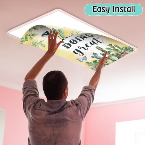 8Pcs Classroom Inspirational Fluorescent Light Covers,2x4 FT Succulent - Image 4