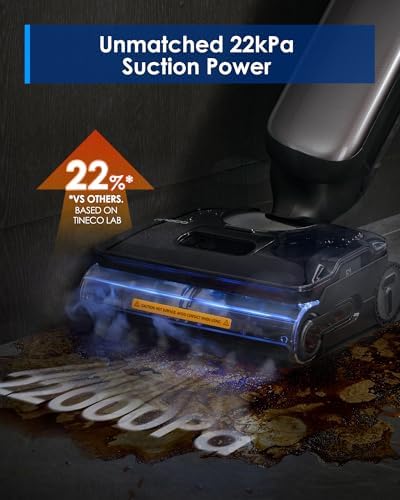Tineco Floor One S9 Artist Steam Wet Dry Vacuum Cleaner, High-Temp Steam Cleaning, 22kPa Suction, 360° SmoothDrive, Anti-Tangle Design, 185°F Flashdry, Long Runtime, 180° Lay-Flat - Image 3