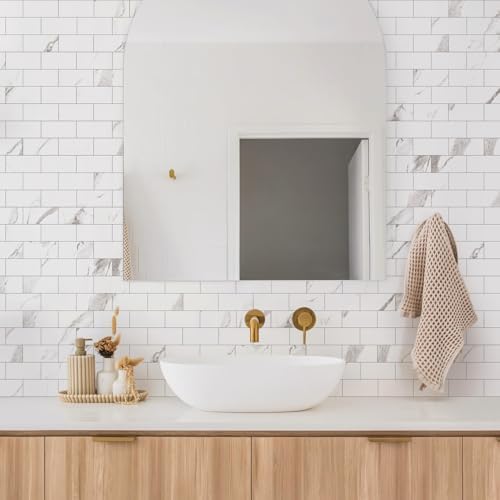 STICKGOO 10-Sheet Subway Tile Peel and Stick Backsplash, Calacatta - Image 6
