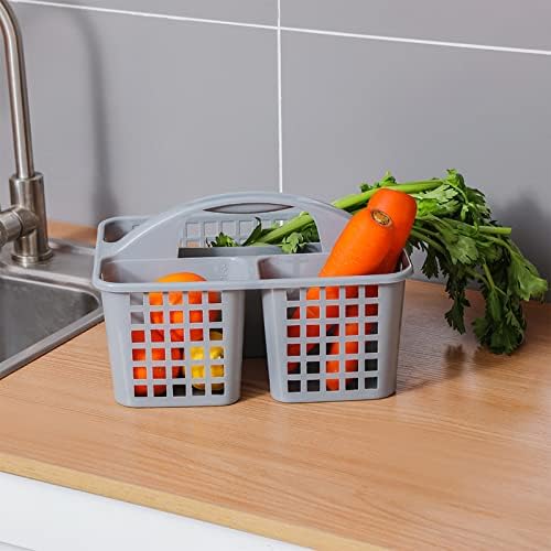 Portable Shower Caddy Basket Plastic Storage Basket with Compartments Grey - Image 6