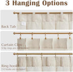 jinchan Pinch Pleated Linen Back Tab Tier Curtains, 26x36, Natural - Image 6