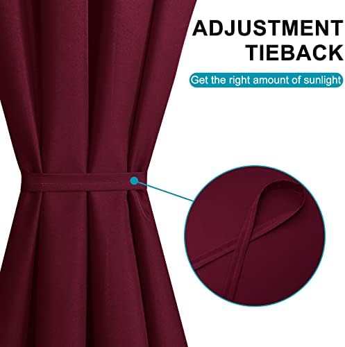 Hiasan French Door Curtains Privacy, Burgundy, 52W x 72L, 1 Panel - Image 4
