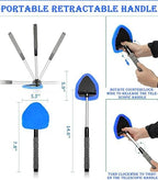 Car Windshield Cleaner Tool with Reusable Pads Extendable Handle(Blue) - Image 3