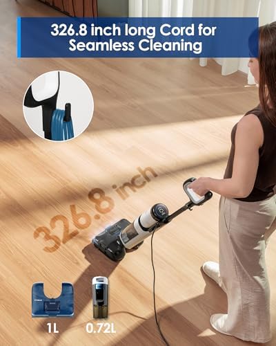 Tineco Corded 3-in-1 Wet Dry Vacuum Mop with Steam Function, Floor ONE S6 Stretch Steam BoostSteam, 320℉ High-Temp Steam Cleaning, 180° Lay-Flat, Anti-Tangle Design, One-Touch Self-Cleaning - Image 5