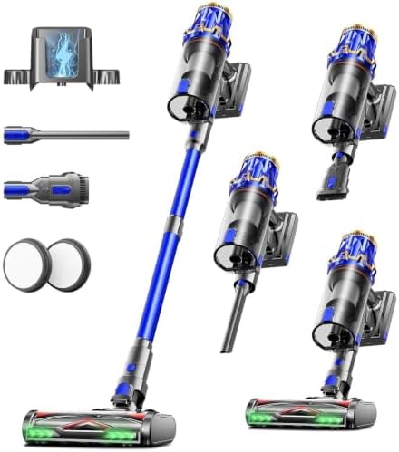 Cordless Vacuum Cleaner, Upgraded 650W 60KPA 70Mins Vacuum Cleaners for Home with Self-Standing Vacuum Cleaner Stick, Anti-tangle Wireless Vacuum, OLED Screen 1.8L Cup for Pet Hair/Carpets/All Floor by PKWISTModernHomeTech