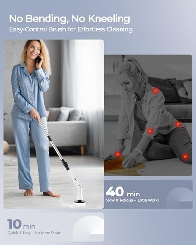 MayKing Electric Spin Scrubber with 9 Brush Heads, IPX7, Model White - Image 3