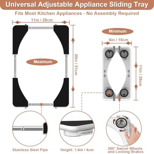 Adjustable Appliance Slider Tray - Expandable 6" x 11"- 11" x 20" - Image 2