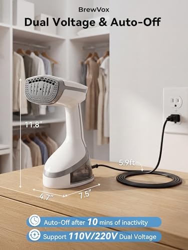 Handheld Steamer for Clothes, 5000Pa Suction Vacuum Steamer & Iron for Garment Grip, Wrinkle Remove, 12 Oz Large Tank, Travel Dual Voltage - Image 5