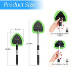 Extendable Car Windshield Cleaning Tool with Microfiber Pads, Green - Image 2