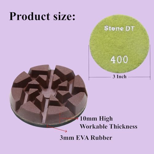 Diamond Polishing Pucks for Floor Grinding Machine, 3 Inch Resin Bond Discs for Concrete, Terrazzo, Marble, Granite, 100#, 9PCS - Image 5