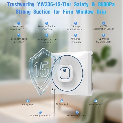 Window Cleaner Robot with 4 Cleaning Modes, 8000Pa Suction Remote Control - Image 5